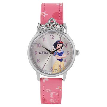 Zoop By Titan Disney Princess Quartz Analog Silver Dial Leather Strap Watch For Kids